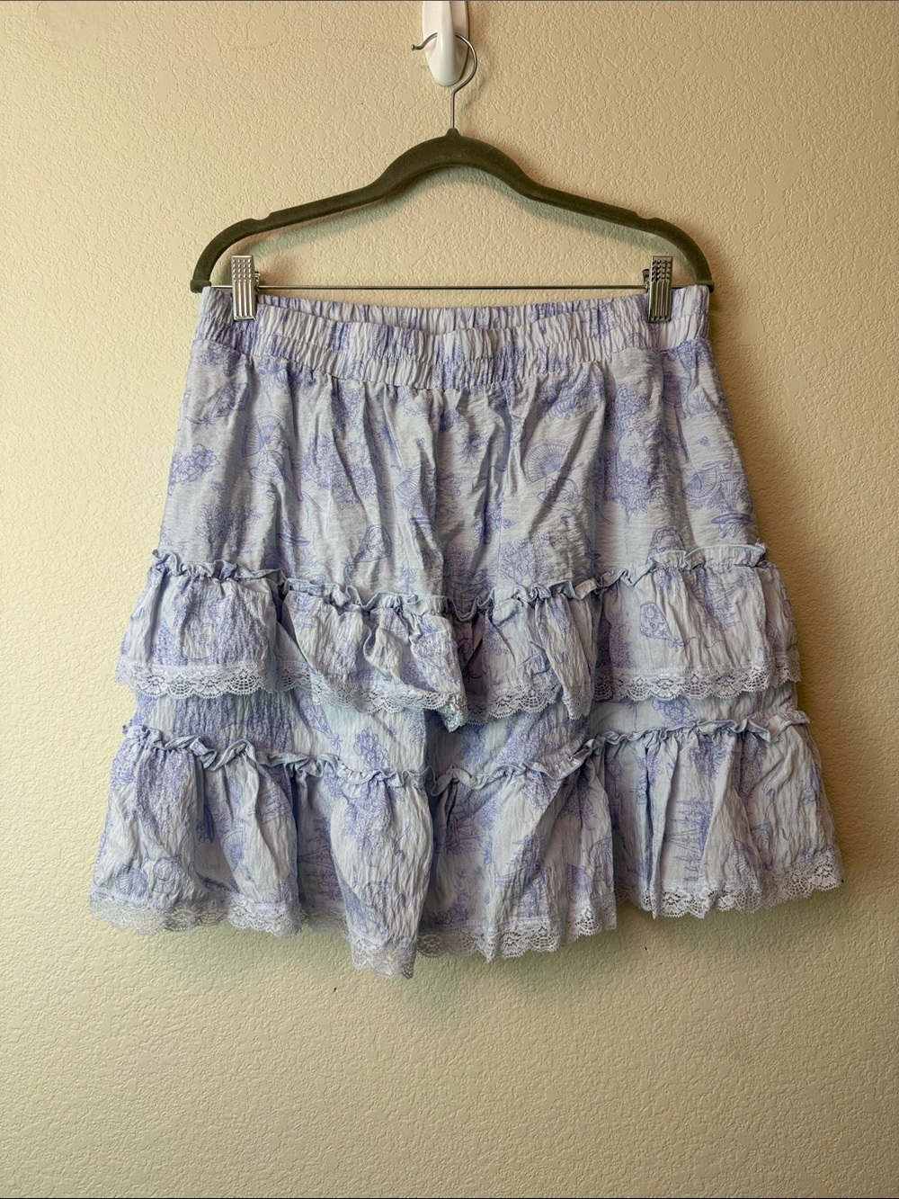 Bridgerton Light Blue Floral Tiered Ruffle Skirt Size Large - Picture 4 of 8
